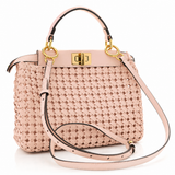 Fendi Nappa Woven Mini Peekaboo Iconic Satchel – Rosa Confetto Bag Handbag ladies