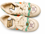 Gucci Calfskin GG Supreme Crystals Web Screener Sneakers 39 Ladies
