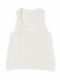 James Perse White Cotton & Linen-Blend Knitted Tank Top size 2 ladies
