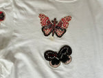 VALENTINO Garavani White Cotton Butterfly Embroidered T-Shirt Size S Small ladies