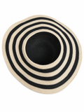 Borsalino Black & Natural Striped Wide-Brim Hemp Hat – Size M ladies