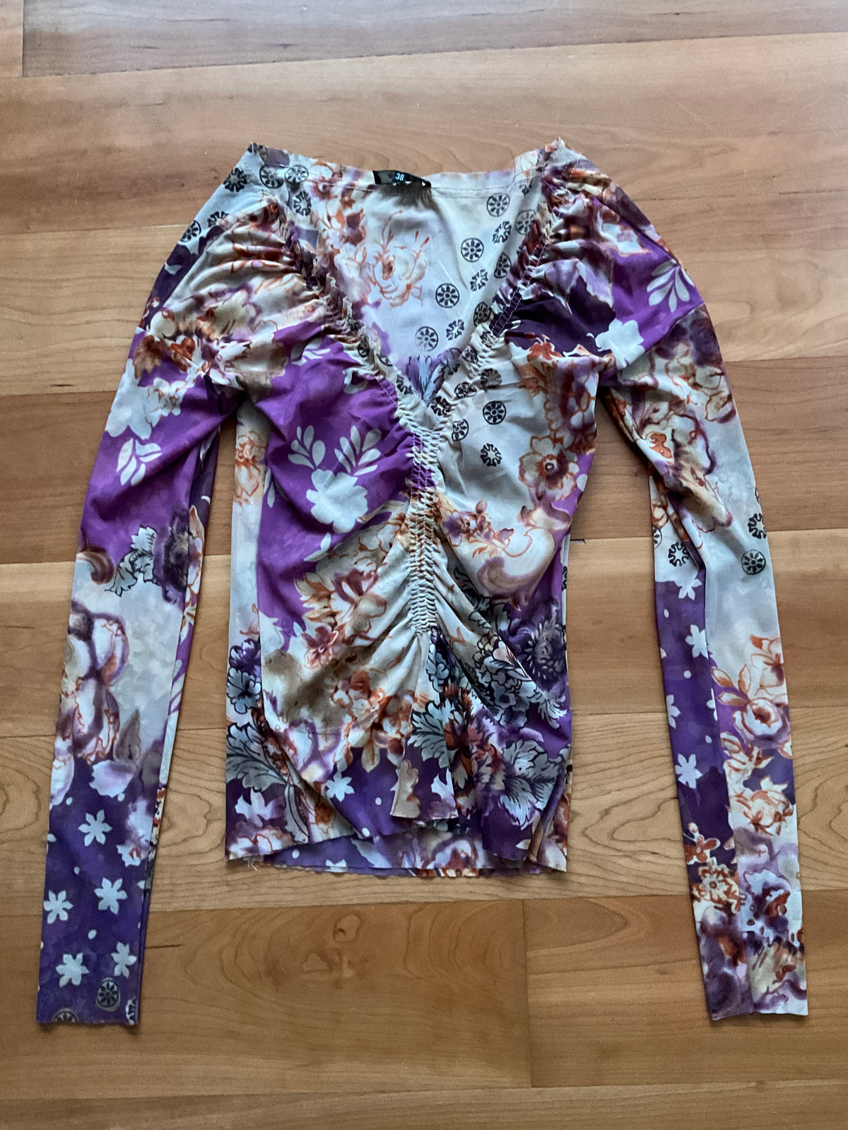 Etro Paisley Print V-Neck Sheer Blouse Top Size I 38 UK 6 US 2 XS ladies