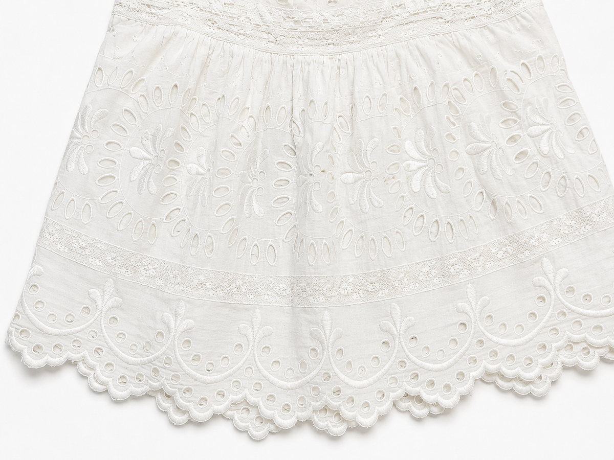 LoveShackFancy Luanne Crochet-Trimmed Embroidered Cotton Voile Top size M medium ladies