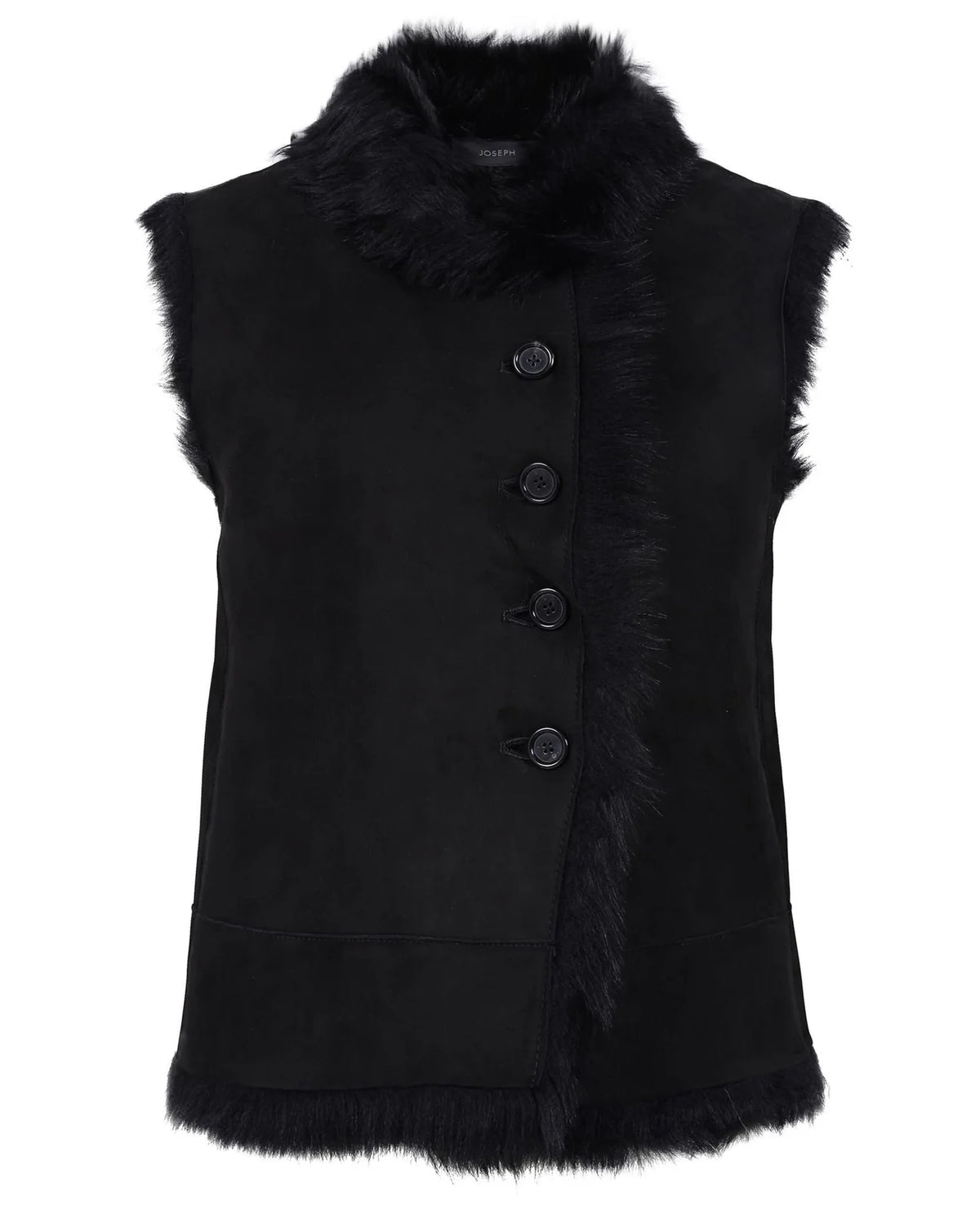 Joseph Lucy Toscana Black Shearling Gilet Vest – Size 38 ladies
