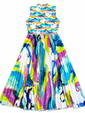 Sara Roka Womens Printed Pleated Dress size I 44 UK 12 US 8 ladies