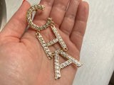 CHANEL XL Crystal Cha-Nel Logo Drop Earrings ladies