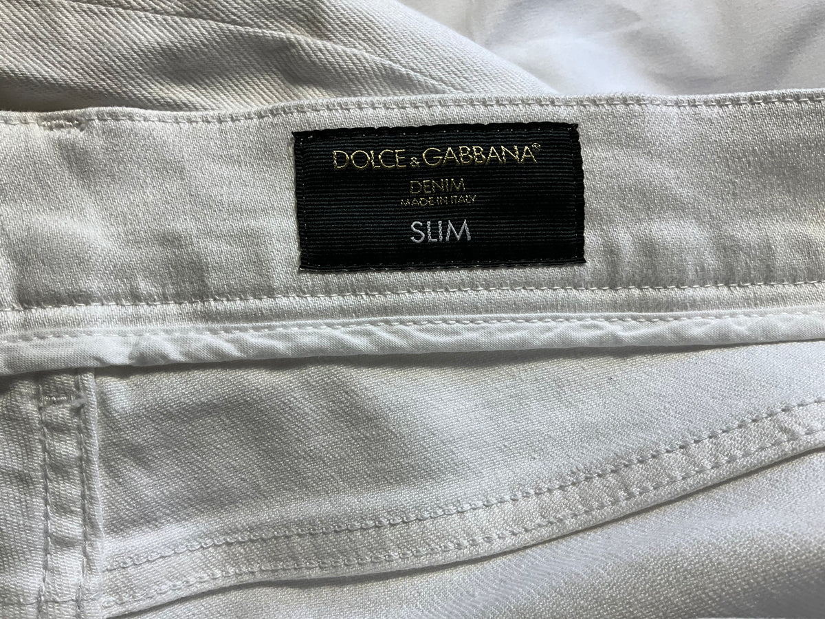 Dolce & Gabbana Men’s White Slim Fit Jeans – Size IT 50 men