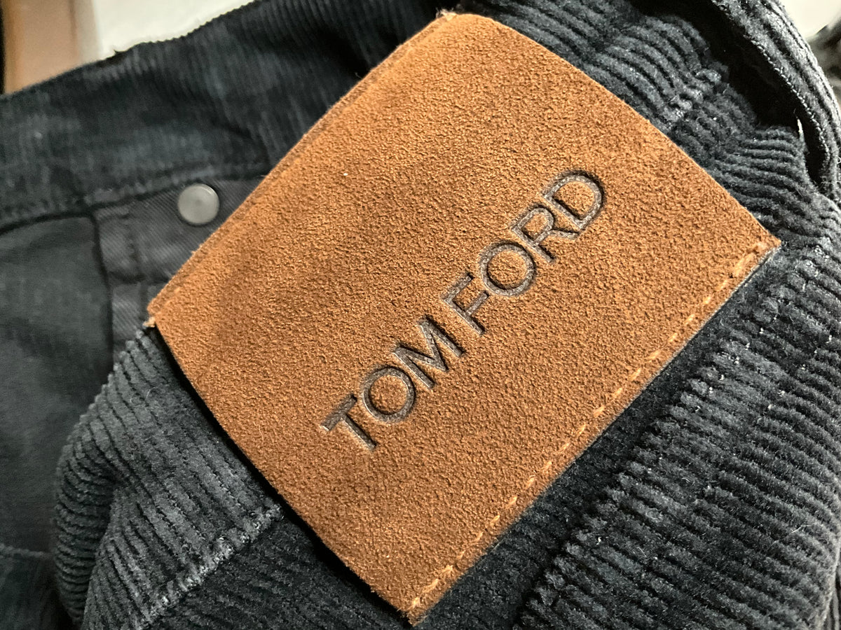 TOM FORD Anthracite SLIM-FIT COTTON-BLEND CORDUROY TROUSERS SIZE 33 MEN