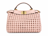 Fendi Nappa Woven Mini Peekaboo Iconic Satchel – Rosa Confetto Bag Handbag ladies