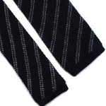 Tom Ford Navy Striped Pure Cashmere Knit Square Tie men