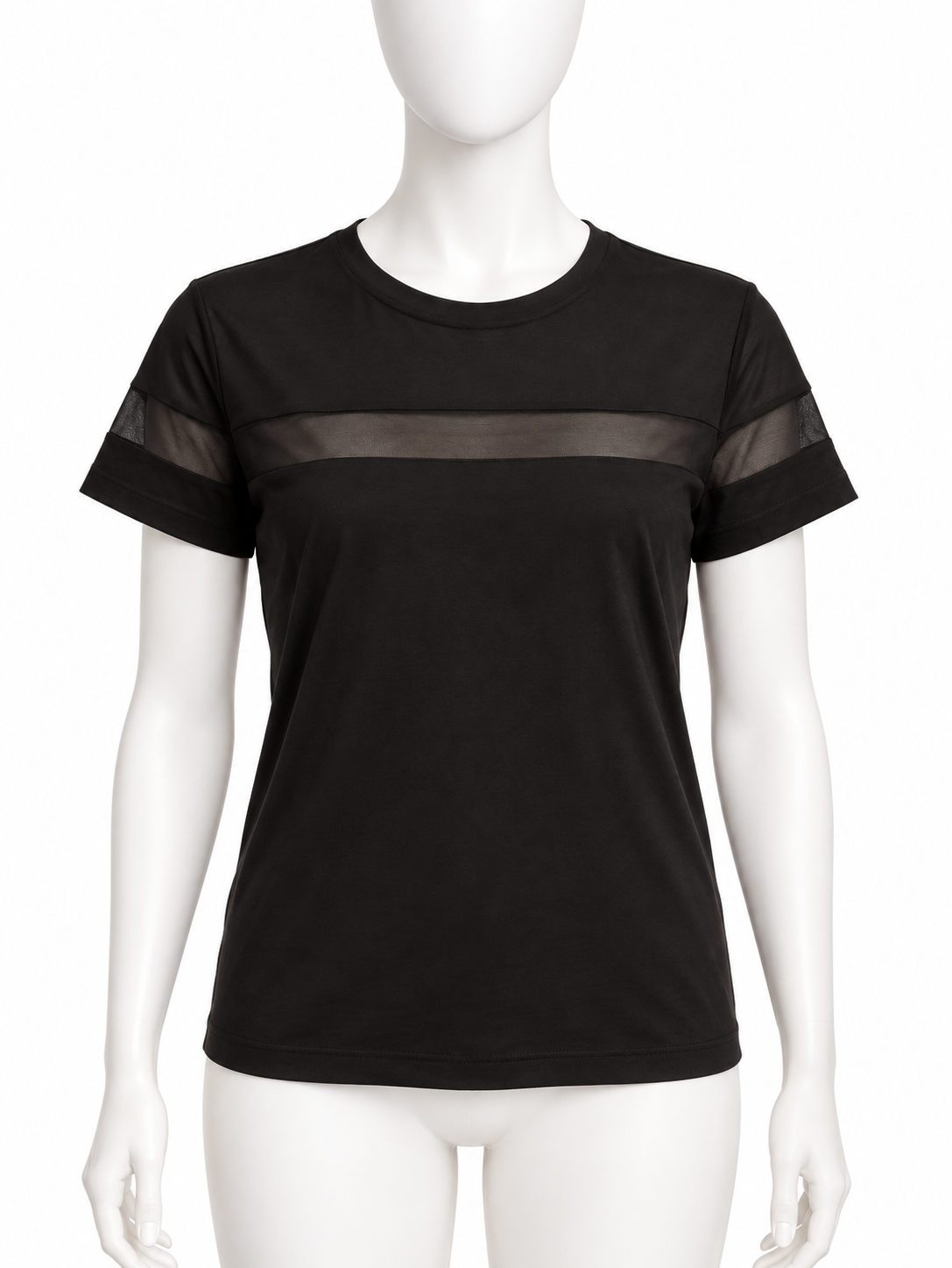 Massimo Dutti Black Sheer Panel T-Shirt Size M ladies