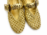 Zimmermann Alchemy Ballerina Flats Gold Leather Woven Buckle Shoes EU 39 | Spring 2026 ladies