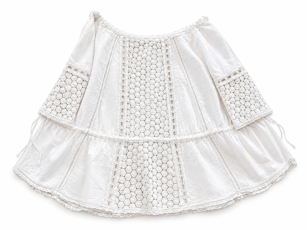 SUNDAY SAINT-TROPEZ Linen Embroidered White cover up dress One Size Fits All LADIES