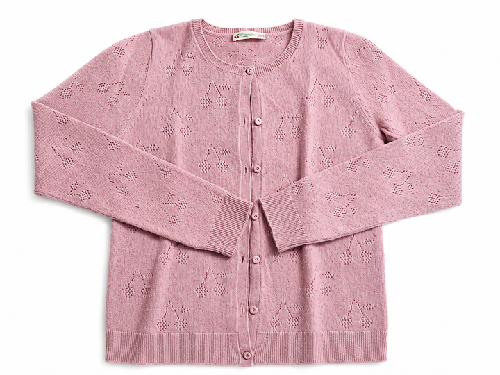 BONPOINT GIRLS’ PURE CASHMERE CHERRY-MOTIF CARDIGAN SIZE 12 YEARS children