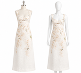 Zimmermann Balance Floral Linen Midi Dress – White Hydrangea (2026 Collection)