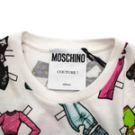 Moschino Couture White Paper Dolls Print Cotton T-shirt Size XS ladies