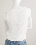 James Perse White Cotton & Linen-Blend Knitted Tank Top size 2 ladies