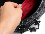 Valentino Garavani Craquele Nappa Small Rockstud Spike Shoulder Bag – Black ladies