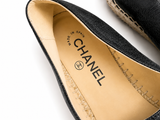 Chanel Patent Calfskin Metallic Goatskin CC Espadrilles Black Size 39 UK 6 US 9 ladies