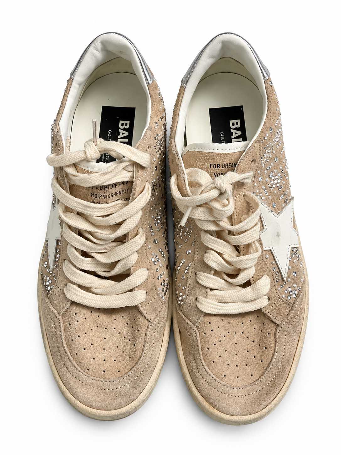 Golden Goose Ball Star Suede Swarovski Crystal & Pearl Trainers – Size 39 ladies