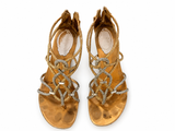 René Caovilla Crystal Embellished Flat Sandals – Gold – EU 36 ladies