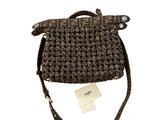 Fendi Fabric Jacquard FF 1974 Woven Knotted Peekaboo Iconic Satchel Tobacco Moro Medium Bag Handbag ladies