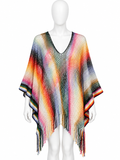 Missoni Milano Multicolour Open-Knit Fringe Poncho – One Size ladies