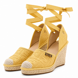 Fendi Raffia FF Embroidered Roma Ankle Wrap Espadrille Wedges size 39 ladies
