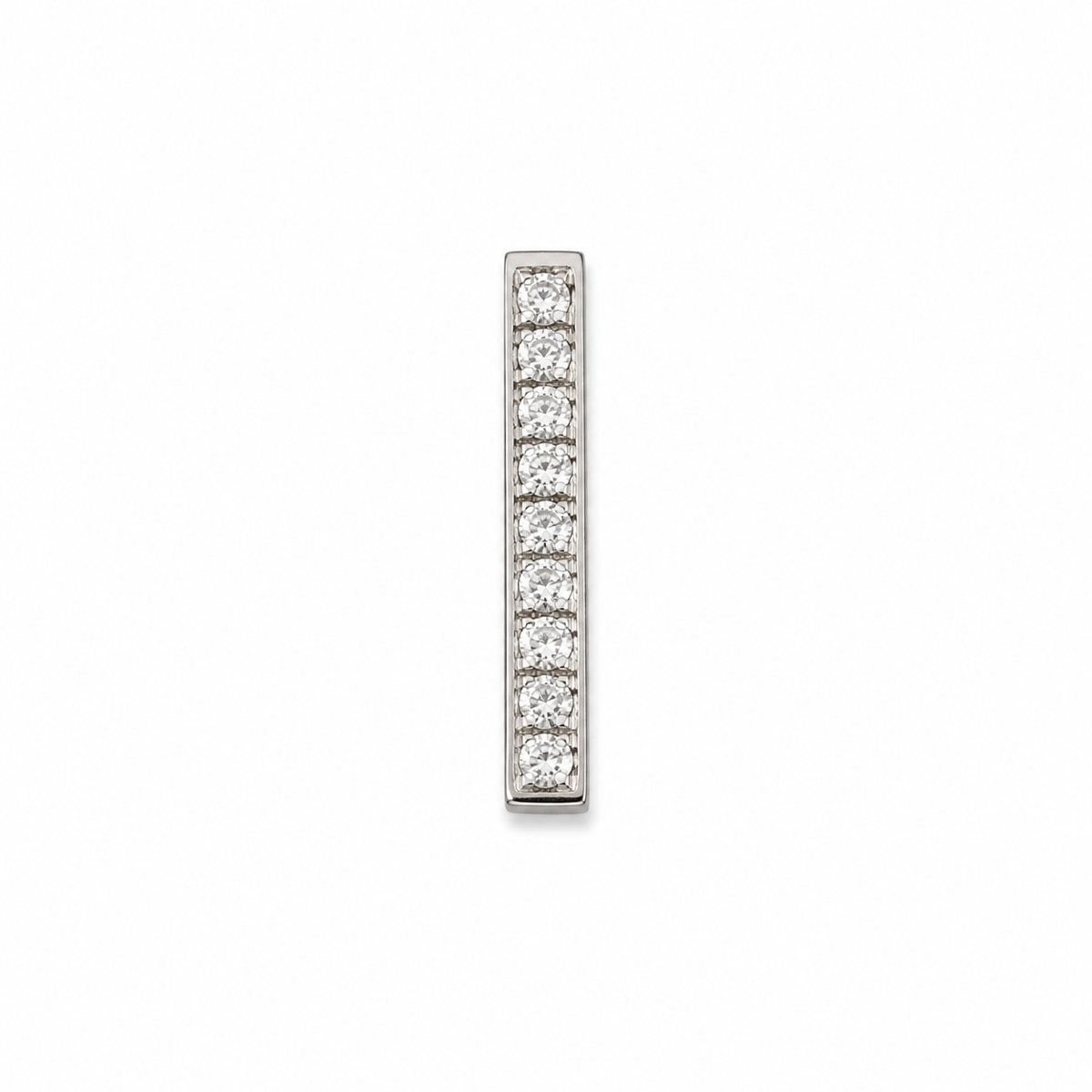 14K 14ct 585 White Gold Diamond Bar Stud Earrings LADIES