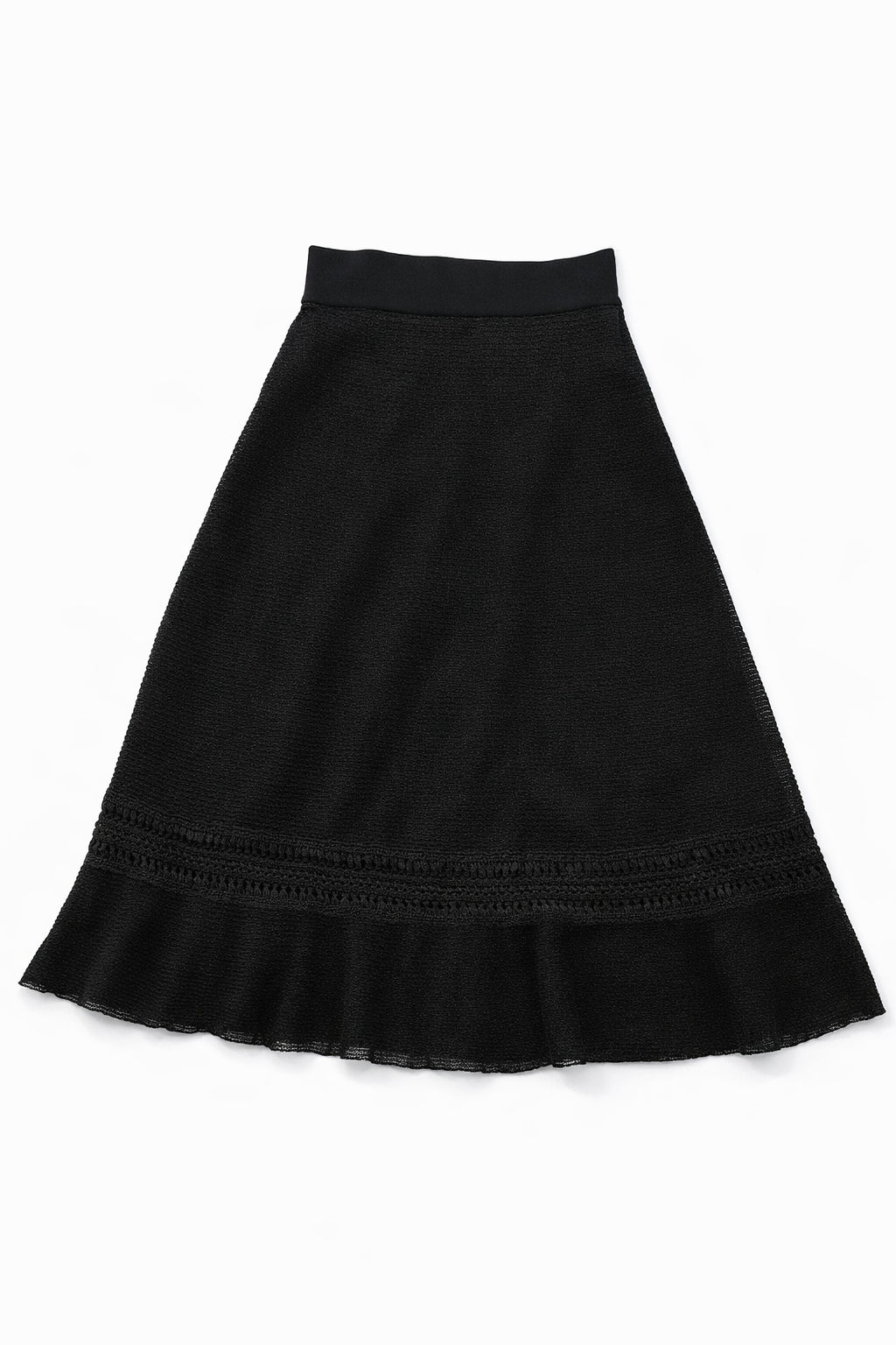 Valentino Openwork Black Midi Skirt Size M medium ladies