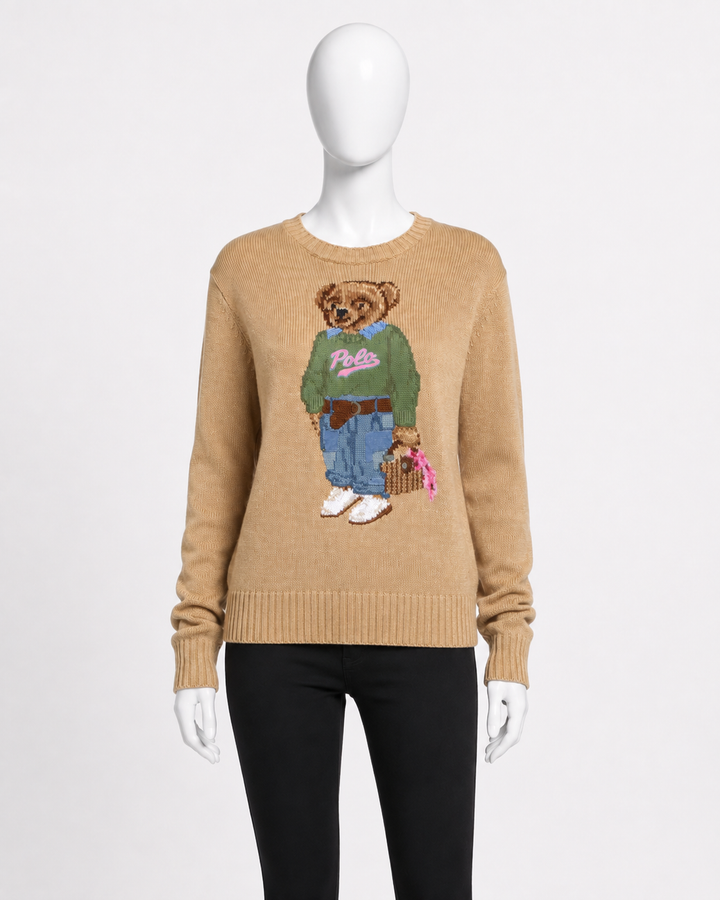 Polo Ralph Lauren Iconic Polo Bear Intarsia-Knit Sweater size M ladies