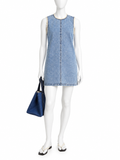 FRAME Crochet Tide Organic Cotton-Blend Denim Mini Dress ladies