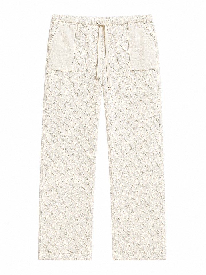 SUNDAY SAINT-TROPEZ WHITE BRODERIE ANGLAISE PANTS TROUSERS SIZE XL LADIES