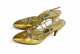 Salvatore Ferragamo Archives Limited Edition Leather Gold Slingback Heels size 38 ladies