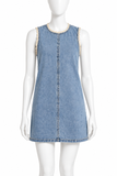 FRAME Crochet Tide Organic Cotton-Blend Denim Mini Dress ladies
