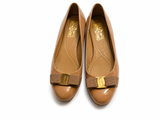 Salvatore Ferragamo Varina bow-embellished patent-leather ballet flats Size 8 1/2 38.5 ladies