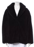 Yves Salomon Meteo Teddy Bear Jacket/coat In Black Wool Size M Medium ladies