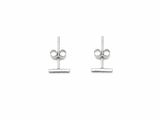 14K 14ct 585 White Gold Diamond Bar Stud Earrings LADIES