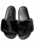 Dolce & Gabbana Black Mink Fur Tuff Pool Slides – Size 36 ladies