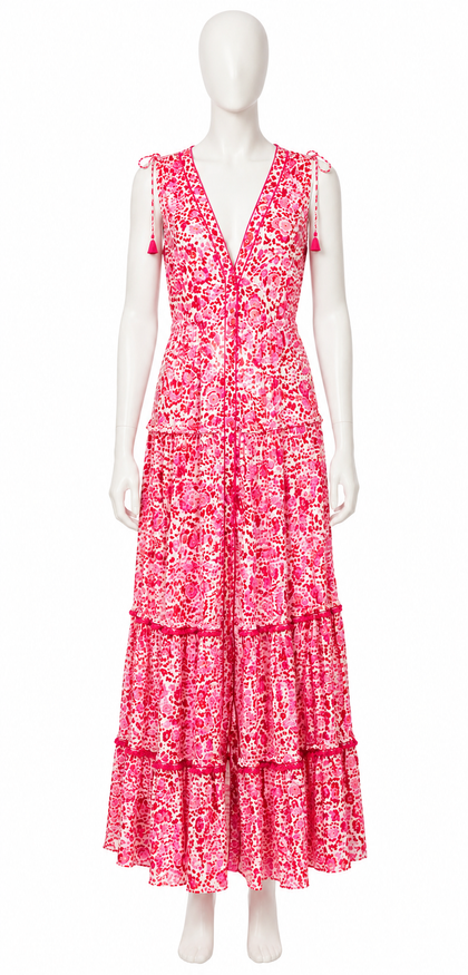 Poupette St Barth Ivy Floral Print Maxi Dress – Clay Red – XS ladies