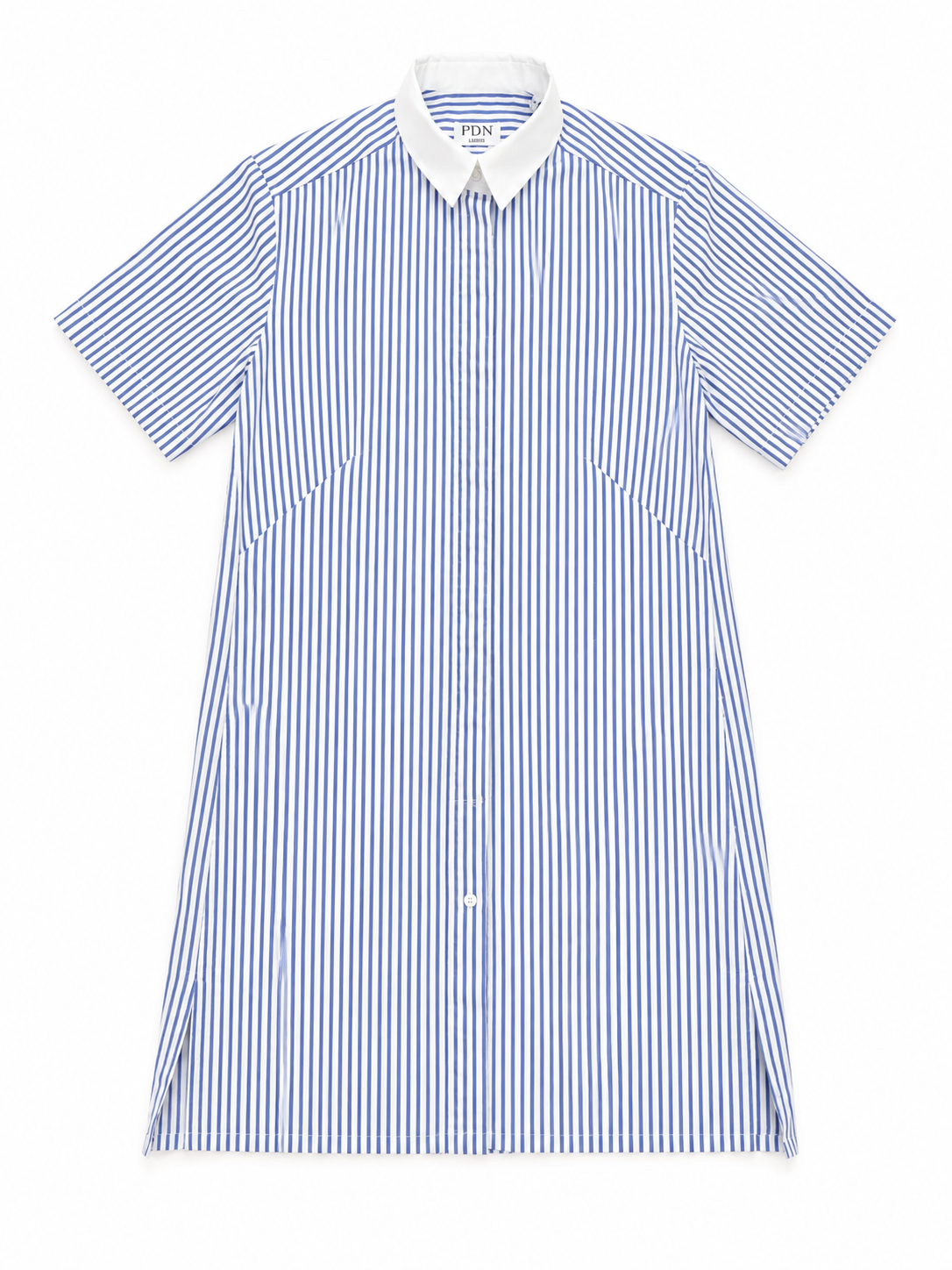 PDN London Blue & White Linen & Cotton Stripe Shirt Dress Size 36 UK 8 ladies