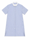 PDN London Blue & White Linen & Cotton Stripe Shirt Dress Size 36 UK 8 ladies