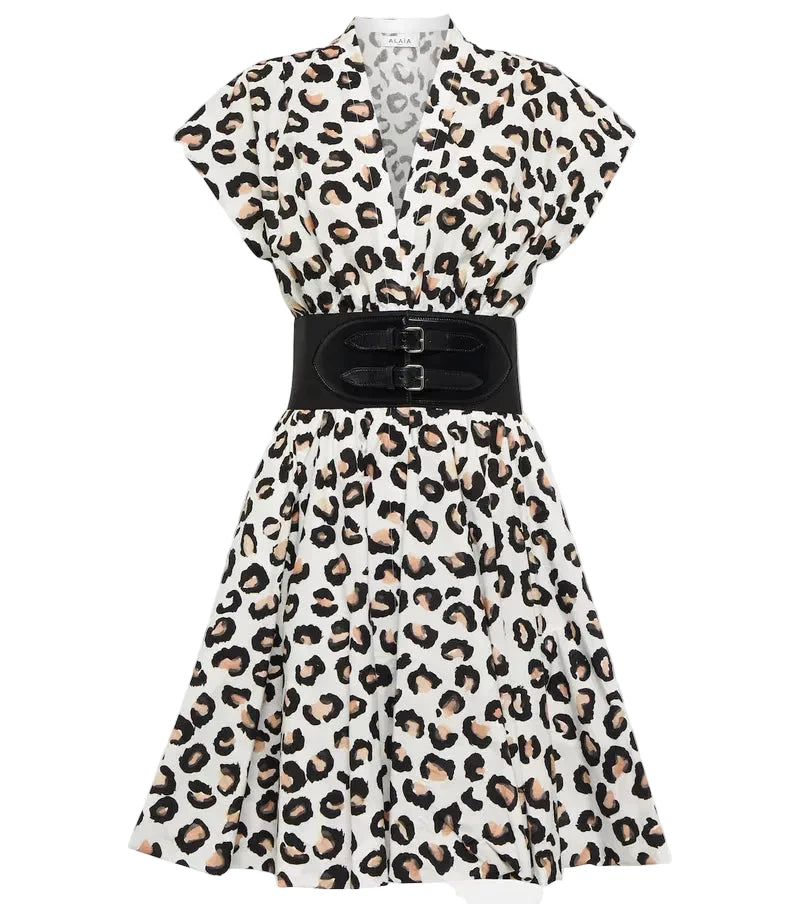Alaïa Leopard Print Mini Dress with Signature Belt – FR 38