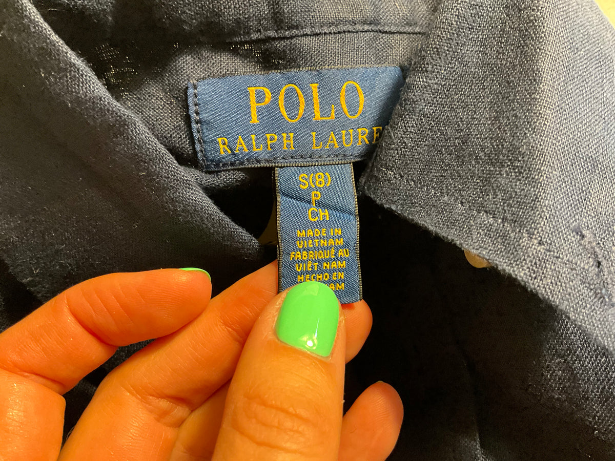 Polo Ralph Lauren Boys’ Linen Shirt – Navy Blue 8 years children