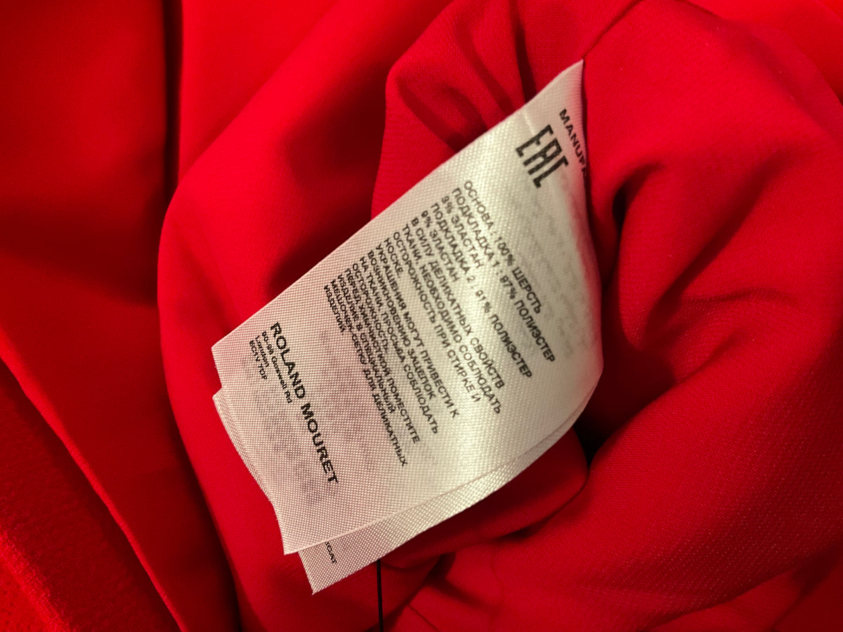 Roland Mouret Off-Shoulder Wool Crepe Mini Dress in Red size UK 12 US 8 L large ladies