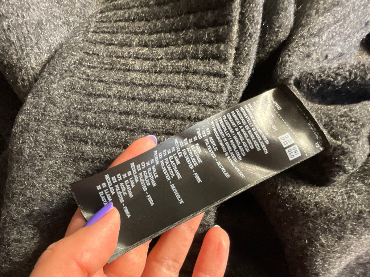 Uniqlo Grey Wool-Blend Oversized Knit Jumper size M medium ladies