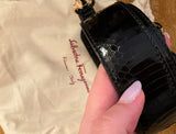 SALVATORE FERRAGAMO Small Sofia bag in python, Black ladies