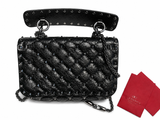 Valentino Garavani Craquele Nappa Small Rockstud Spike Shoulder Bag – Black ladies