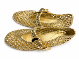 Zimmermann Alchemy Ballerina Flats Gold Leather Woven Buckle Shoes EU 39 | Spring 2026 ladies