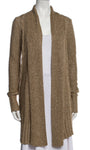 Tory Burch Gold Metallic Cable Knit Chunky Open Front Long Cardigan Size S small ladies